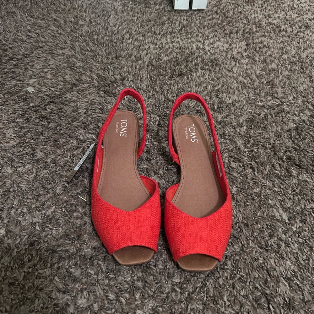 TOMS Red Peep Toe Slingbacks